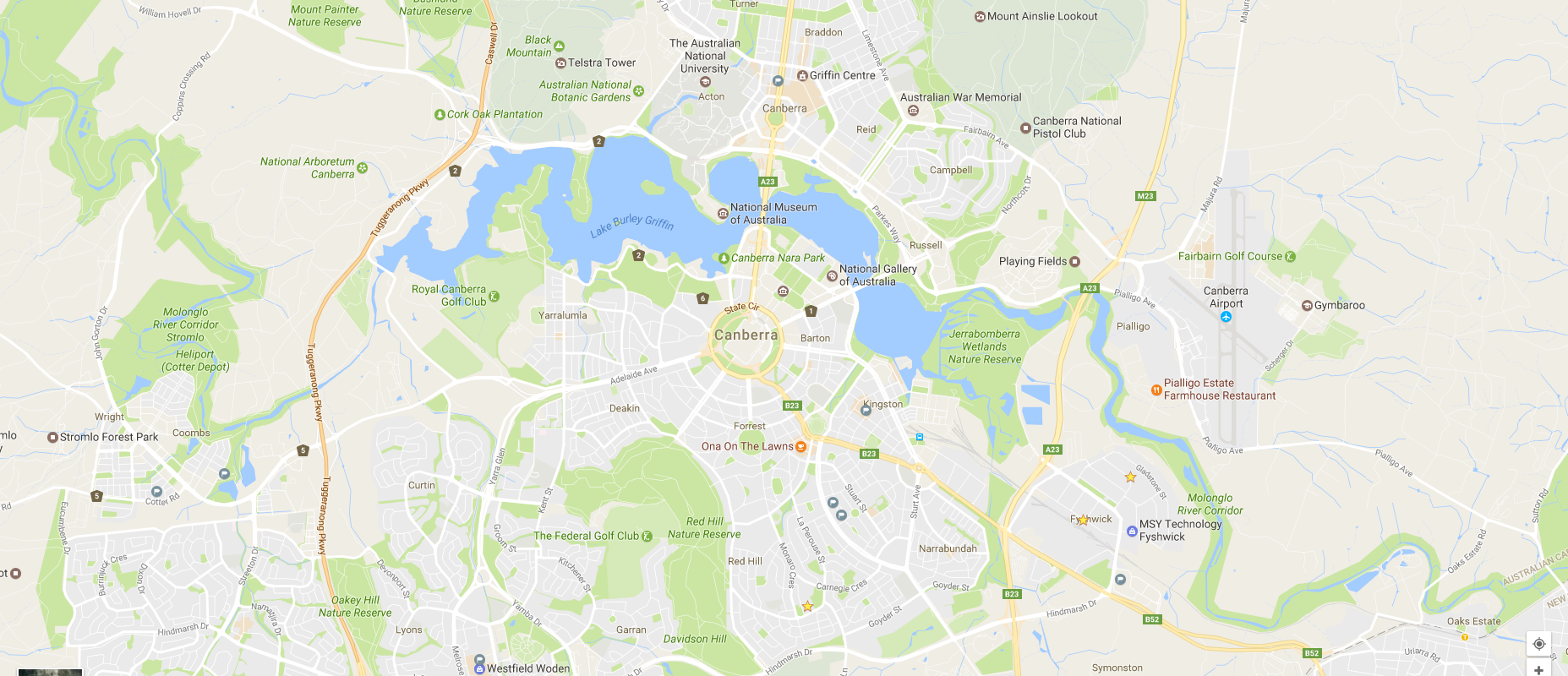 Map of Canberra